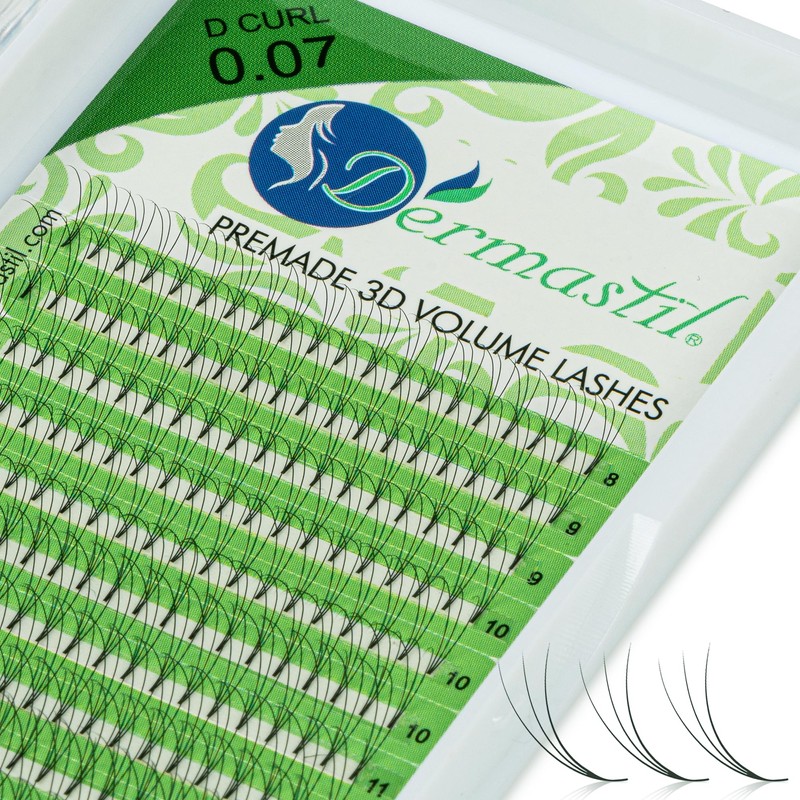 Dermastil 3D Premade Handmade Volume Eyelashes, Ready-to-Use Fan without Knots,