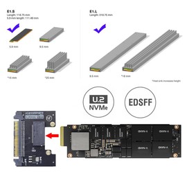 cablecc SFF-8639 U.2 Host Adapter to NVMe Ruler 1U GEN-Z EDSFF Short SSD P4511 E1.S Carrier Adapter