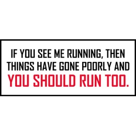 If You See me Running, Then Things Have Gone Poorly and You Should Run Too Single, I Make Decals ®, Funny, Humor, Hard Hat, Lunch Box, Tool Box, Helmet Stickers 1.5 inch x 3.6 inch