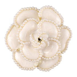 Sisslia White Gold Camellia Brooches for women Rhinestone Brooch Broach Large Flower Brooch Pins for Women Large Brooch for Women Wedding Banquet Anniversary Christmas day New Year