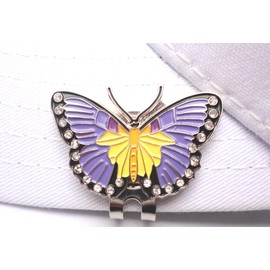 Purple Butterfly Golf Ball Marker W/ Crystals and Magnetic Hat Clip