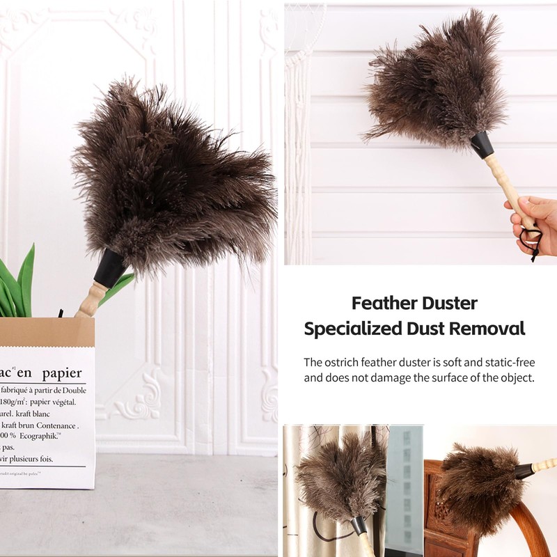 iHUFeather Ostrich Feather Duster 14 inch Feather Duster Fluffy Natural