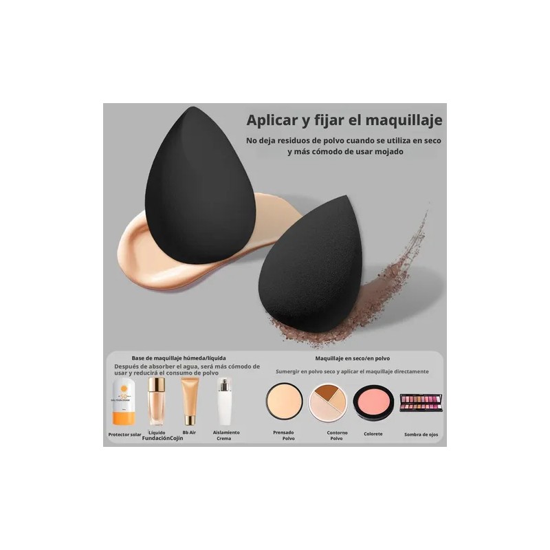 14 Huevos De Maquillaje De Esponja Negros (con Caja)