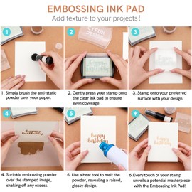 CYFUN DESIGN Clear Embossing Ink Pad for Stamping & Scrapbooking - Slow-Drying Crisp Ink, Raised Durable Surface for All Stamp Sizes | Long-Lasting Inkpads for Rubber Stamps Arts & Crafts Supplies