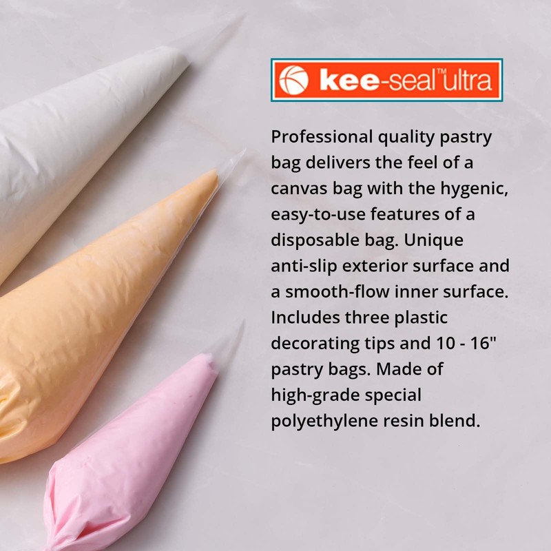 KEE-SEAL ULTRA Disposable Pastry Bags, Piping Bag with Non-Slip Outer