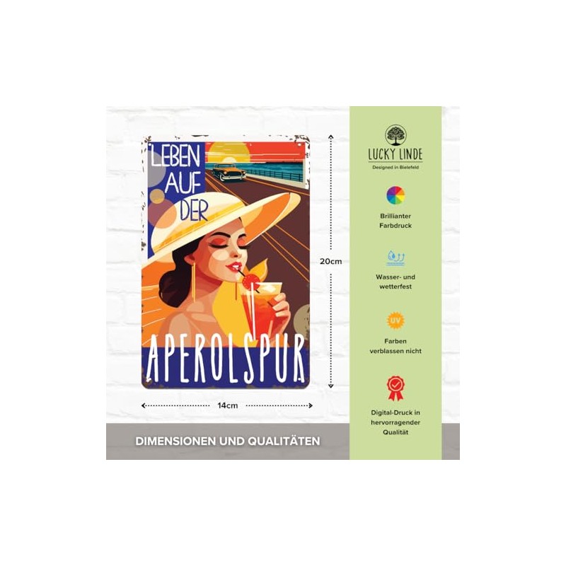 14 x 20 cm Retro Tin Sign, Bar Sign, Cocktail