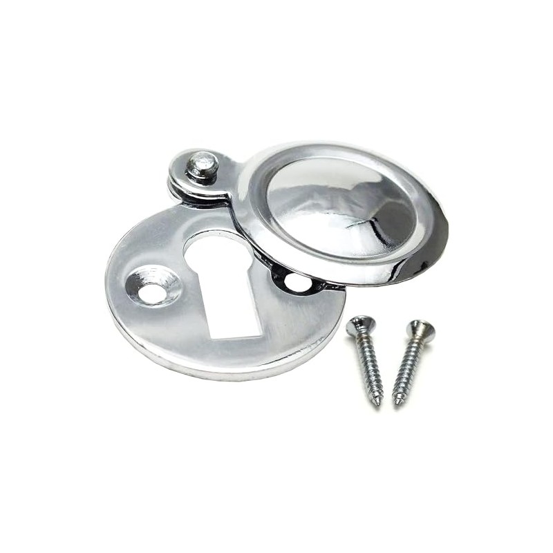 Victorian Keyhole Covered Escutcheon Chrome Covered Round Front Door Keyhole
