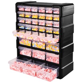 Elevon Hardware and Craft Cabinet 14.8" W x 6.3" D x 18.7" H, 39 Drawers, Black