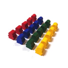 Wooden Humanoid Frame Set of 20, 14x16x10mm, Board Game Making, Prototype Making, Educational (Learning & Education), Original Shapes (Red, Blue, Green, Yellow)