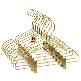 Koobay 12.6" Children Gold Clothes Hangers with Clips,10 Pack,Newborn Kids Non Slip Durable Space Saving Clothes,Standard Hangers Heavy Duty Saving Space
