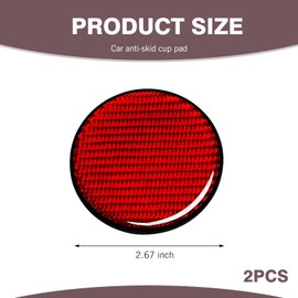 Arwrilt 2 PCS Carbon Fiber Car Cup Holder Coaster, 2.68" Waterproof Car Drink Mat, Anti-Slip Cup Holder Insert Coaster Pad, Fashion Embedded Cup Mat, Universal Interior Accessories for Cars (Red)