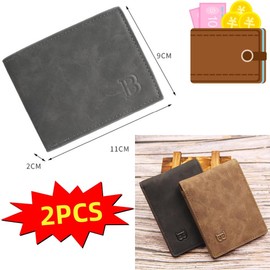 SDXCJY 2 PCS Mens Leather Wallets Set,Slim Minimalist Design with Card Holders,Ideal for Work, Business Travel,for Fathers Day, Birthday Gifts for Dad, Husband, Boyfriend (2pcs)