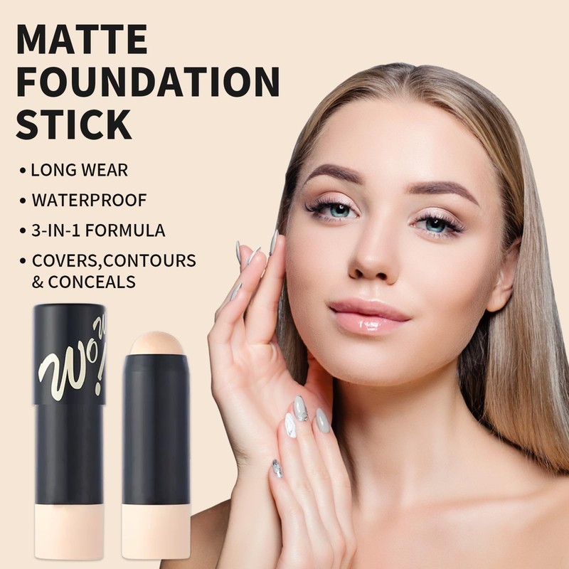 VARKAGE 2 Stück Matte Foundation Stick,Leichte, aufbaubare, volle Deckkraft,Langlebige Gesichts