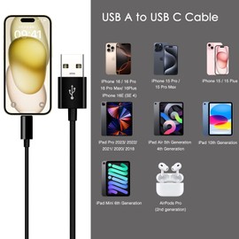 Abysssea iPhone 15/16 Car Carplay Cable, USB A to USB C Cable for iPhone 15/16/16E (SE4), 15/16 Pro Max, 15/16 Plus,iPad 10th Gen,iPad Pro 12.9/11, Air 5th/4th Gen,Mini 6th Gen Charger Cord, Car Charging Cable