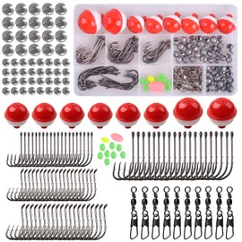 Fishing Hook Bobbers Tackle Kit, 160pcs Octopus Hooks Baitholder Fishing Hooks Floating Bobber Swivels Fishing Accessories Box