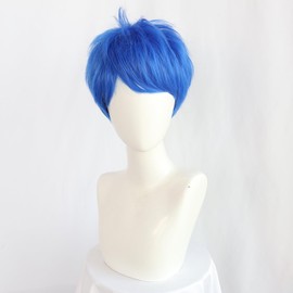 HUNIGIR Blue Wig Short Layered Blue Wig Girls Blue Anime Wig Women Heat Resistant Synthetic Cosplay Costume Party Wig (Blue)