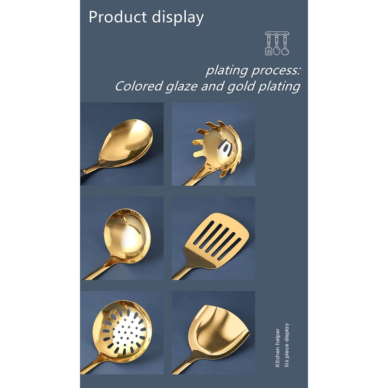 AQUAX Stainless Steel kitchenware seven Pieces Set (White Gold).Cooking Utensils