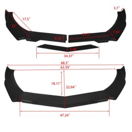 Unbranded Front Bumper Lip Splitter Spoiler + Strut Rods Glossy Black For Dodge Dart