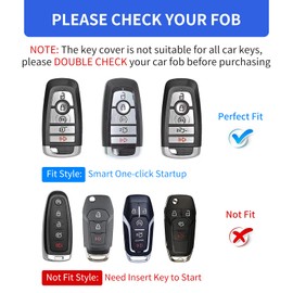 OFFCURVE Key Fob Cover with Keychain for Ford Fusion Explorer Escape F150 F250 F350 F450 F550 Edge Maverick Expedition Lincoln Aviator 5 Buttons Smart Key Holder, Green