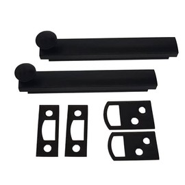 QCAA Heavy Duty Solid Brass Concealed Surface Bolt, 4", Matte Black, 2 Pack, Made in Taiwan