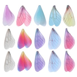 NUOBESTY Dragonfly Wing Charms Artificial Butterfly Wings Jewelry Charms Earrings Pendant for Jewelry Making 50pcs(Random Color)