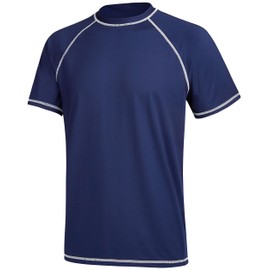 YuKaiChen Men's UV Protection Swimming Shirt Men's Swimming Shirt Quick-Drying Breathable Sun Protection Shirt Rash Guard Shirt with UPF 50+ for Water Sports, darkblue, 3 XL