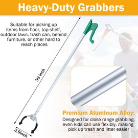 Tatuo 4 Pcs Reacher Grabber Tool 39 Inch Grabber Reacher with Rotating Jaw, Reacher Grabber Pickup Tool Pick up Grab Tool Trash Picker for Outdoor Cleaning and Trash Pickup