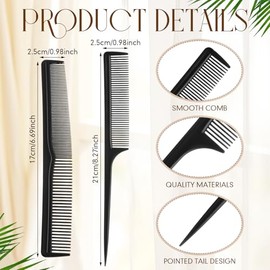 Qinyoung 100 Pcs Combs Bulk for Women 50 Rat Tail Comb and 50 Wide Fine Teeth Comb Hair Combs Set for Teasing Sectioning Styling Wedding Braiding Salo