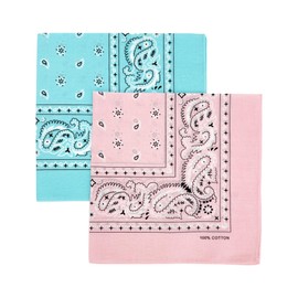 Vamqor Bandana Single Pack & Double Pack Cotton for Men and Women 22 Inch (Pink&blue)