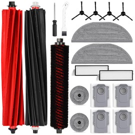 19 Pack Accessories Set for Roborock S8 Max/MaxV Ultra Robot Vacuum Cleaner 1 Pair Roller Brush 1 Self-Cleaning Brush 4 Side Brushes 2 Filters 4 Long and Round Mop Pads 4 Dust Bags 1 Cleaning Brush