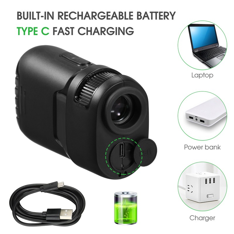 800M/1000M/1200M Golf Rangefinder 6X Magnification USB Charging Range Finder with