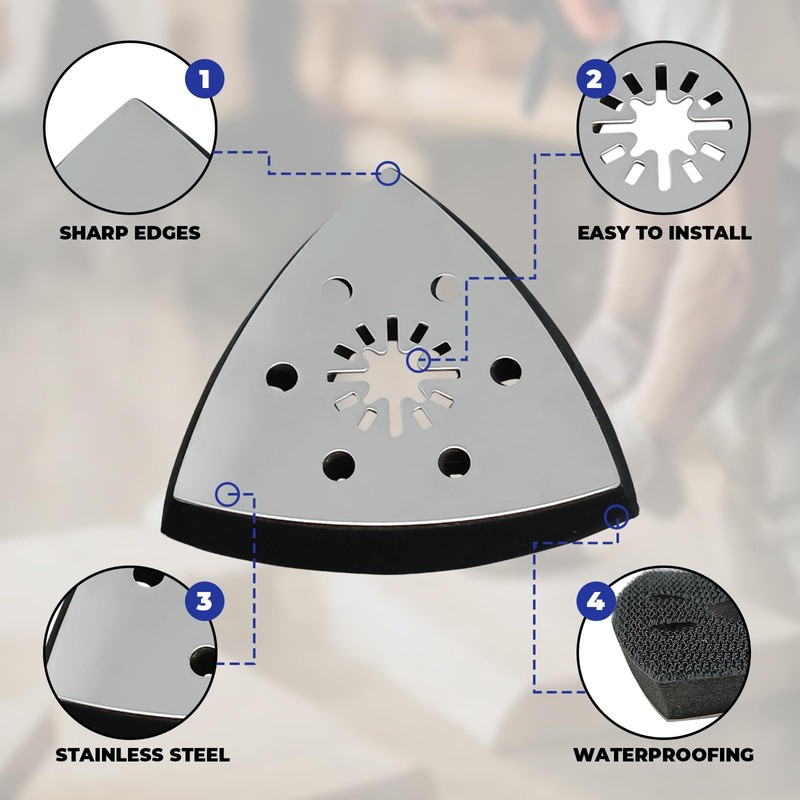 Set of 4 90 mm triangle sanding discs, multi-tool sanding