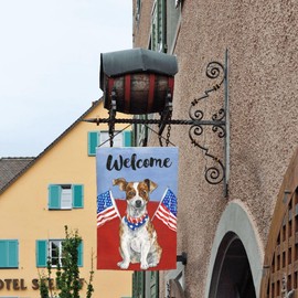 4th Of July Jack Russel Terrier Dog American Usa Flag Independence Day Garden Flag Welcome Party Outdoor Outside Decorations Picks Home House Garden Yard Decor 12x18 Inch