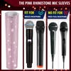 Facmogu Glitter Microphone Handle Cover, Rhinestone Wireless Handle Microphone Sleeve