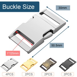 CooBigo - Paquete de 10 hebillas de metal para collar de perro, hebilla de metal de 1 pulgada, hebilla de repuesto para mochila, kit de correa de mochila, hebilla de clip para cuello de punta (4