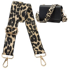 Navaris Replacement Bag Strap - Extra Long 75-138cm (29-1/2-54-3/8") Strap with Clips for Your Purse Handbag Shoulder Bag or Cross Body Bag - Khaki Leopard