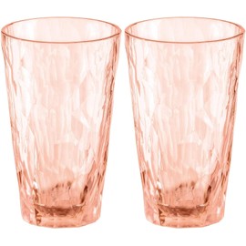 koziol Superglas Club No. 6 2 Pack 300ml Crystal Clear Plastic Cocktail Glass Luxury Unbreakable Reusable Party Camping Set of 2 (Rose Quartz)