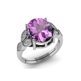 LMDPRAJAPATIS 5.25 Ratti 4.50 Carat Amethyst 925 Sterling Silver Ring Katela Original Certified Natural Amethyst Stone Ring for Men And Women
