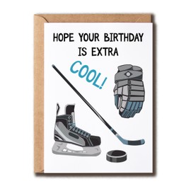 SNHDesign Hope Your Birthday Is Extra Cool Card - Hockey Birthday Card - Hockey Card - Hockey Player Card - Happy Birthday Card - Sports Card - Card For Him