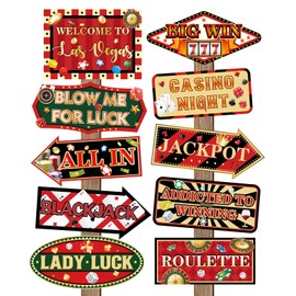 20 Pieces Casino Party Decorations Vegas Themed Party Directional Signs Casino Signs Welcome to Las Vegas Party Decorations Casino Night Photo Booth Props Poker Chip Dice Birthday Party Supplies