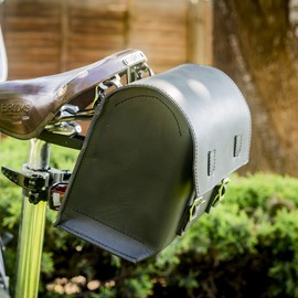 London Craftwork Bicycle Bag Real Leather Saddle Bag Handlebar Bag Frame Bag Black 23 x 19.5 x 11 cm XXL-BL