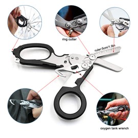 6 in 1 Raptor Response Emergency Scissors, Multi Tool Pliers Tactical Folding Pliers with Band Cutter and Glass Breaker Black with Utility Holster