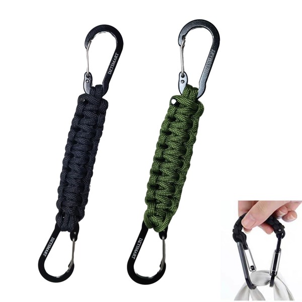 DZTSMART Carabiner Paracord Braided [Set of 2] Double Head Paracord