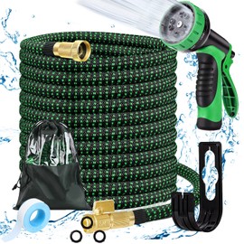 Hisemy Manguera Extensible de Jardín con Pistola de Agua - Manguera Retráctil de Agua de 10 Funciones y Conector de Metal de 3/4" 50ft de Largo