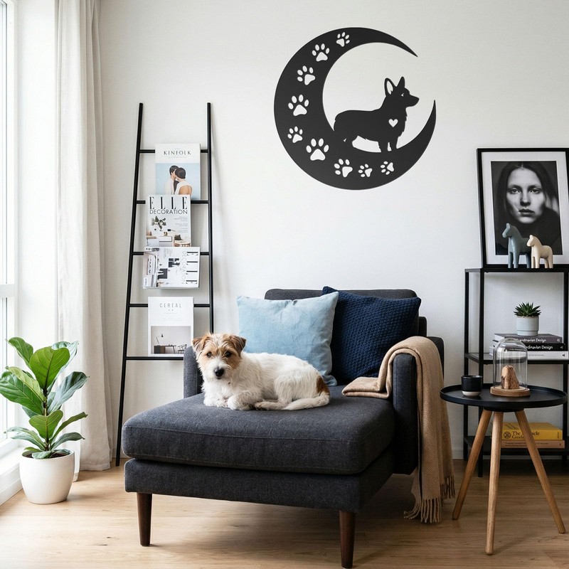 Caiibaoob Corgi Metal Wall Art for Dog Lover- Wall Sculpture