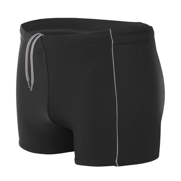 Aquarti Men's Swimming Trunks Short with Contrast Piping, black/grey