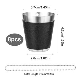 FENGQQKJ Pack of 8 Shot Glasses Stainless Steel Shot Glasses for Hanging Shot Glasses with Chain Shot Glasses 30 ml Reusable for Party