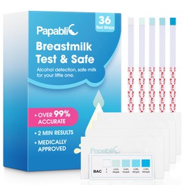 Papablic Alcohol Test Strips for Breastmilk, Quick Results in 2 Minutes Breast Milk Alcohol Test Strips for Breastfeeding Moms at Home Holiday Party, 36Pcs