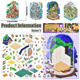 4 Sets DIY 3D Mini Bottle House Sticker Scenes with Tweezers Make Your Own Inn Garden Restaurant Vegetable Market Scene Stickers Cute Micro Room Stickers for Relief Stress Pass The Time