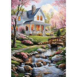 MXJSUA 5D DIY Garden Diamond Painting, House Diamond Painting Full Kit, Diamond Painting Craft Rhinestone Cross Stitch Painting for Adults, 30x40 cm